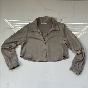 Zara Taupe Button-Down Shirt